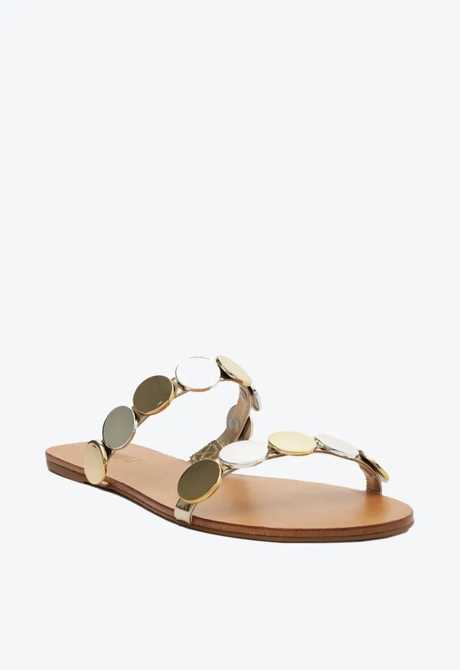 Acacia Flat Sandal Gold Women Schutz Shoes Mules