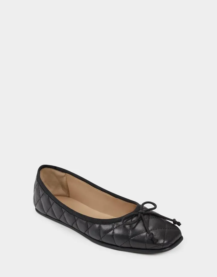 Aerosoles Comfortable Women039s Ballet Flat In Black Genuine Leather Black Quilted Leather Women Ballet