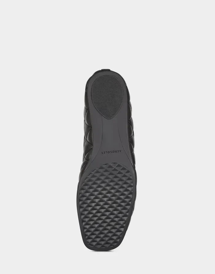 Aerosoles Comfortable Women039s Ballet Flat In Black Genuine Leather Black Quilted Leather Women Ballet