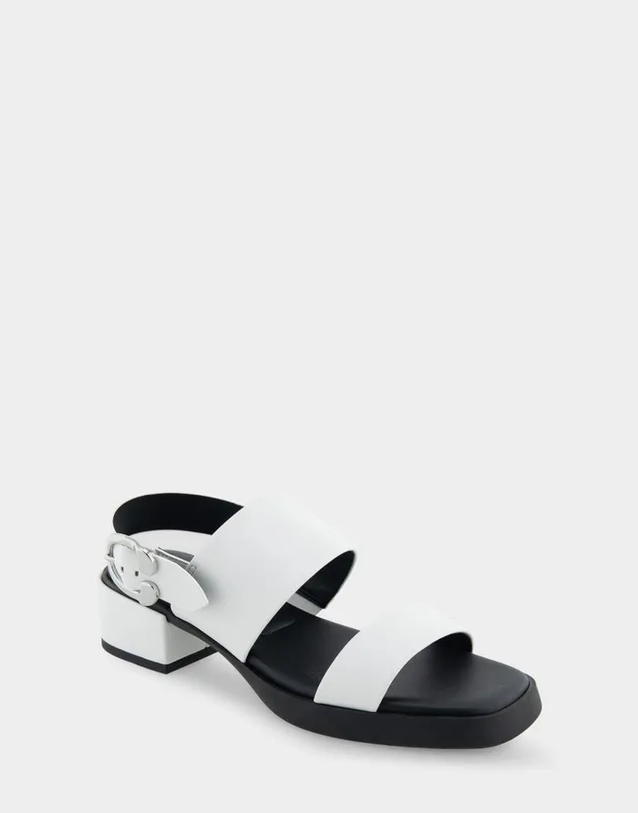 Aerosoles Comfortable Women039s Banded Back Strap Low Block Heel Sandal In White Faux Leather White Faux Leather Women Wide Width Sandals