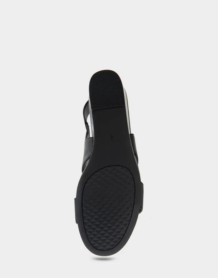 Aerosoles Comfortable Women039s Buckle Back Mid Wedge Sandal In Black Faux Leather Black Faux Leather Women Dress