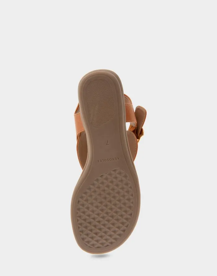 Aerosoles Comfortable Women039s Buckle Detail Back Strap Thong Sandal In Tan Grainy Faux Leather Tan Grainy Faux Leather Women Flats