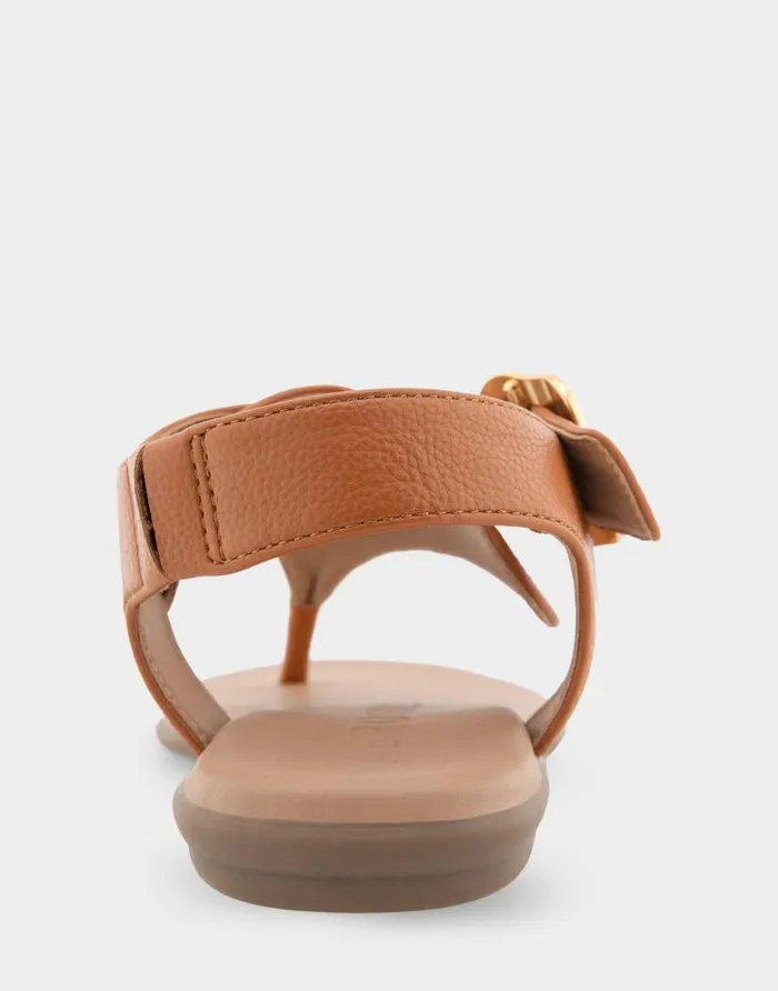 Aerosoles Comfortable Women039s Buckle Detail Back Strap Thong Sandal In Tan Grainy Faux Leather Tan Grainy Faux Leather Women Flats