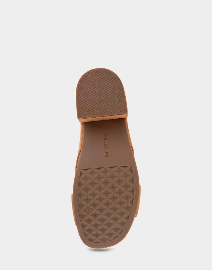 Aerosoles Comfortable Women039s Crisscross Molded Footbed Block Heel Sandal In Tan Suede Tan Suede Women Clogs and Mules