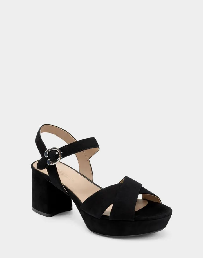 Aerosoles Comfortable Women039s Crisscross Platform Sandal In Black Suede Black Suede Women Platforms