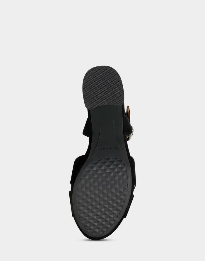 Aerosoles Comfortable Women039s Crisscross Platform Sandal In Black Suede Black Suede Women Platforms