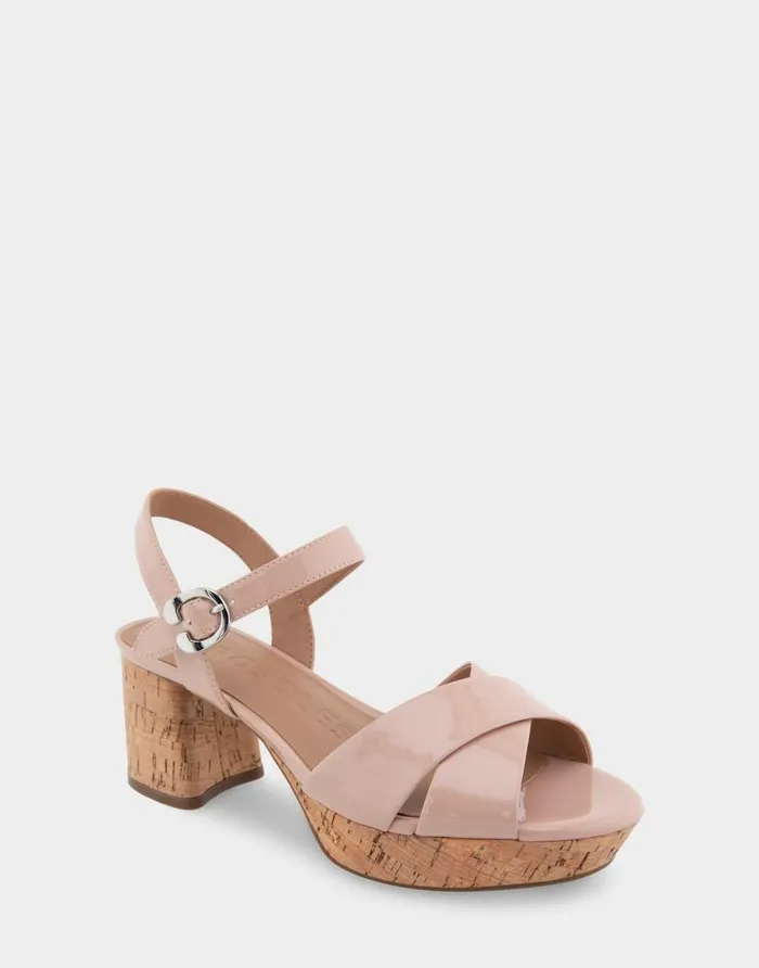 Aerosoles Comfortable Women039s Crisscross Platform Sandal In Cipria Patent Faux Leather Cipria Patent Faux Leather Women Platforms