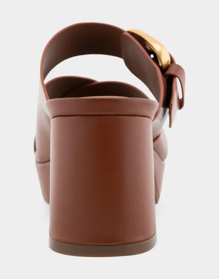 Aerosoles Comfortable Women039s Crisscross Platform Slide Sandal In Gingerbread Leather Gingerbread Leather Women Wide Width Sandals