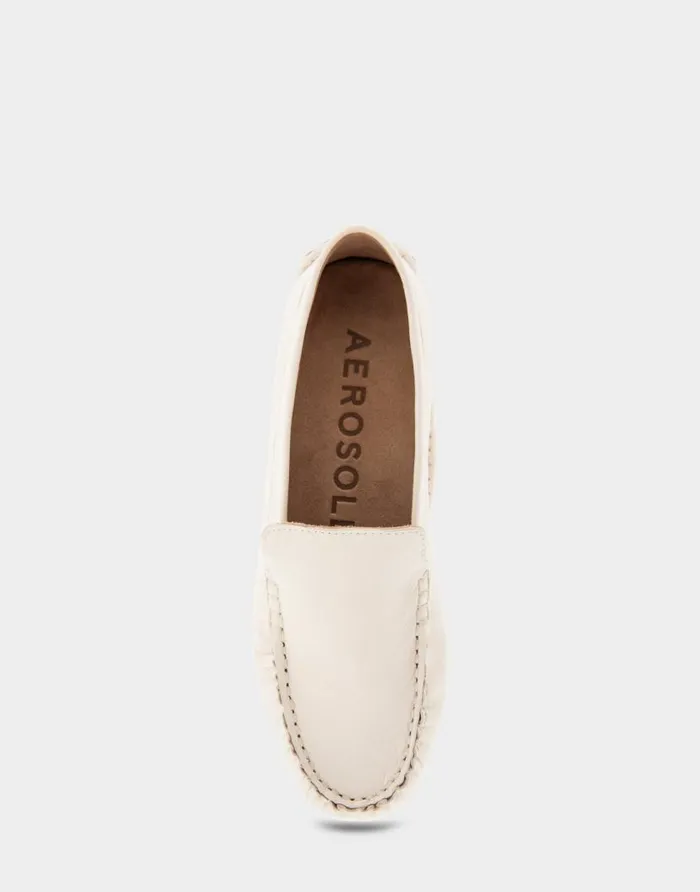 Aerosoles Comfortable Women039s Driver In Eggnog Leather Eggnog Leather Women Wide Width Flats