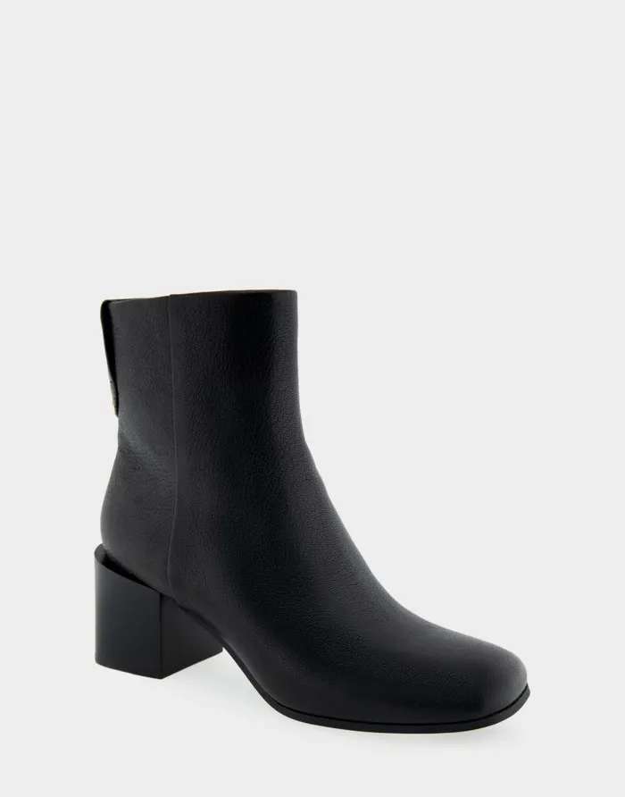 Aerosoles Comfortable Women039s Heeled Ankle Boot In Black Genuine Leather Black Genuine Leather Women Heeled Boots