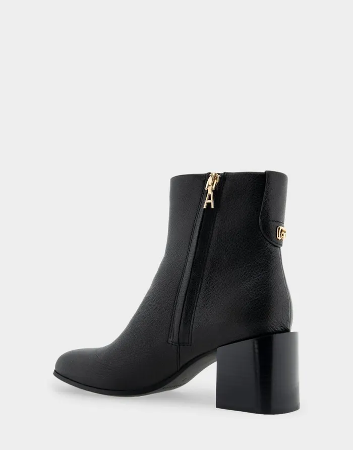 Aerosoles Comfortable Women039s Heeled Ankle Boot In Black Genuine Leather Black Genuine Leather Women Heeled Boots