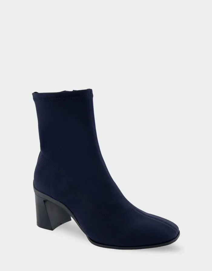 Aerosoles Comfortable Women039s Heeled Ankle Boot In Navy Stretch Gabardine Fabric Navy Stretch Gabardine Fabric Women Ankle Boots