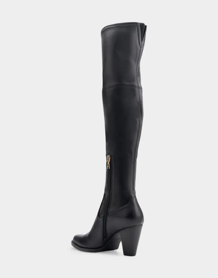 Aerosoles Comfortable Women039s Heeled Over The Knee Boot In Black Faux Leather Black Faux Leather Women Over The Knee Boots