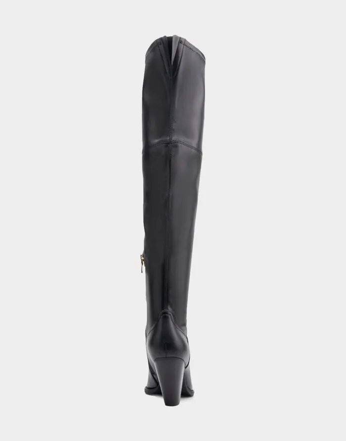Aerosoles Comfortable Women039s Heeled Over The Knee Boot In Black Faux Leather Black Faux Leather Women Over The Knee Boots