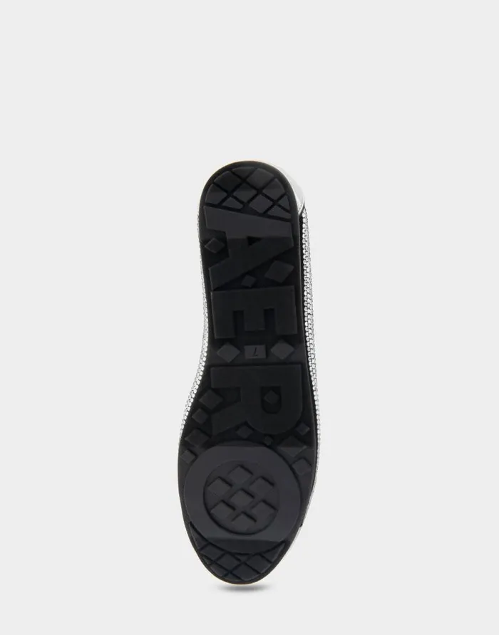 Aerosoles Comfortable Women039s Hidden Wedge Ballet Flat In Black Faux Suede With Crystals Black Faux Suede With Clear Crystals Women Ballet