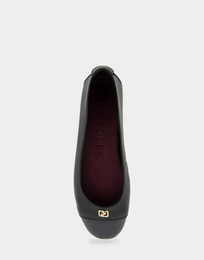Aerosoles Comfortable Women039s Hidden Wedge Ballet Flat In Black Genuine Leather Black Genuine Leather Women Ballet