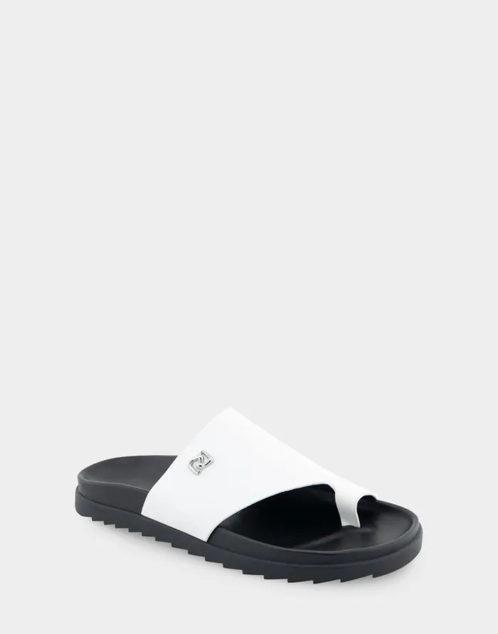 Aerosoles Comfortable Women039s Hooded Toe Ring Footbed Sandal In White Leather White Leather Women Flats