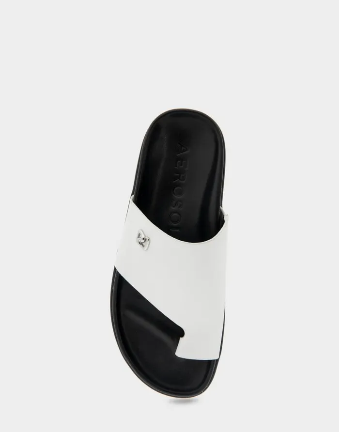 Aerosoles Comfortable Women039s Hooded Toe Ring Footbed Sandal In White Leather White Leather Women Flats
