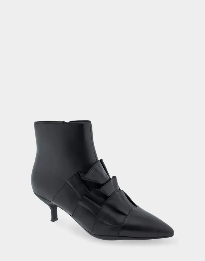 Aerosoles Comfortable Women039s Kitten Heel Ankle Boot In Black Genuine Leather Black Genuine Leather Women Ankle Boots