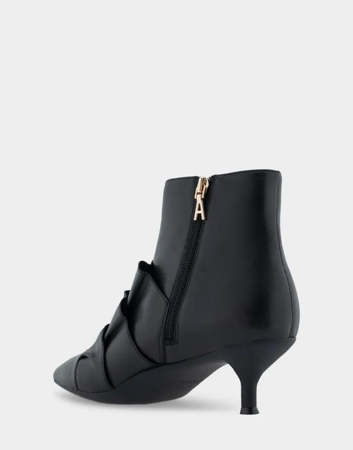 Aerosoles Comfortable Women039s Kitten Heel Ankle Boot In Black Genuine Leather Black Genuine Leather Women Ankle Boots