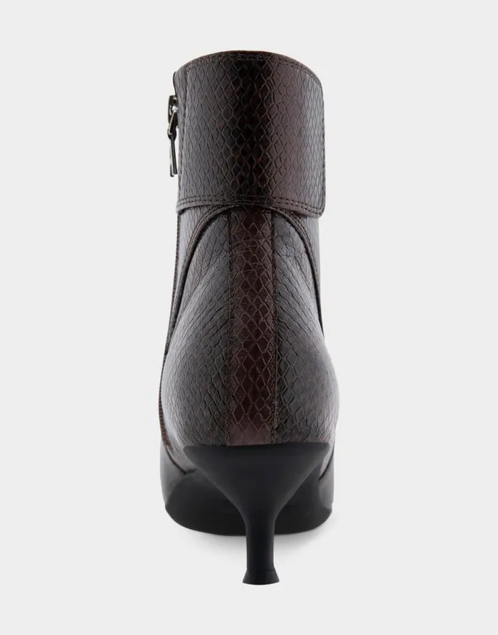 Aerosoles Comfortable Women039s Kitten Heel Ankle Boot In Snake Print Genuine Leather Mocha Printed Snake Genuine Leather Women Ankle Boots