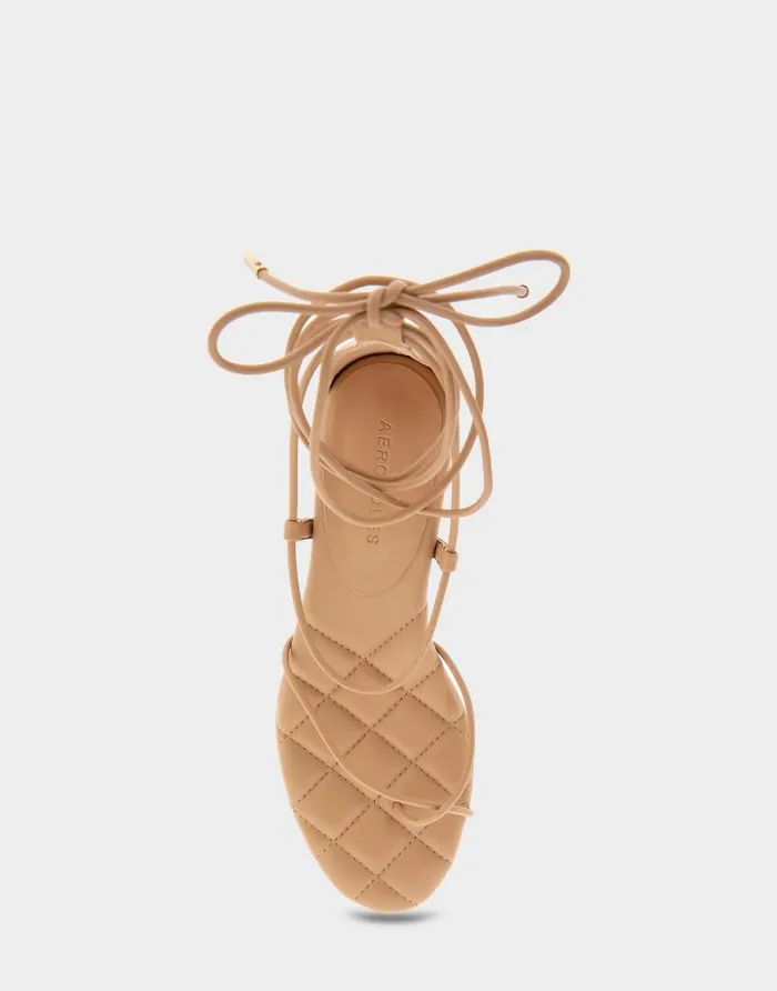 Aerosoles Comfortable Women039s Lace Up Platform Sandal In Doe Faux Leather Doe Faux Leather Women Clogs and Mules
