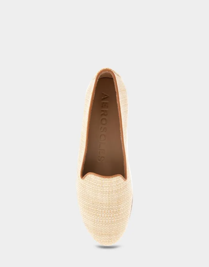 Aerosoles Comfortable Women039s Loafer In Natural Raffia Combo Raffia Fabric Natural Raffia Combo Women Wide Width Flats