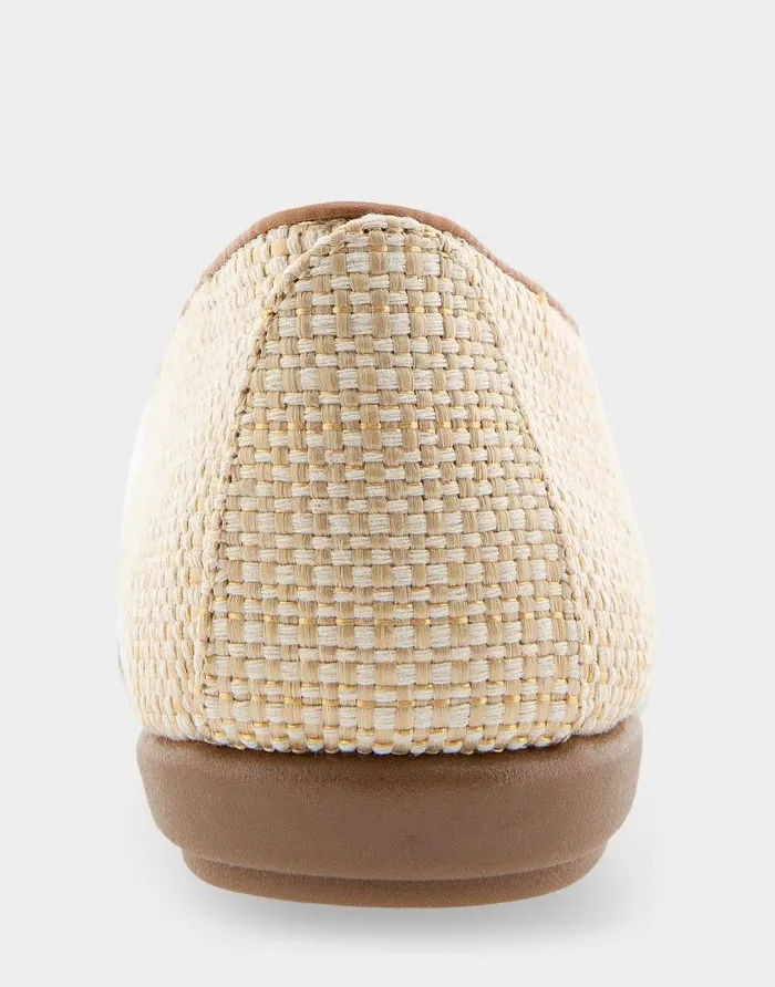 Aerosoles Comfortable Women039s Loafer In Natural Raffia Combo Raffia Fabric Natural Raffia Combo Women Wide Width Flats