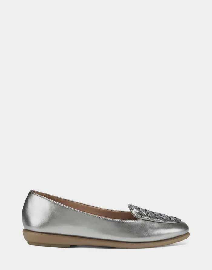 Aerosoles Comfortable Women039s Loafer In Silver Faux Leather Silver Faux Leather Women Ballet Aerosoles Comfortable Women039s Loafer In Silver Faux Leather Silver Faux Leather Women Ballet