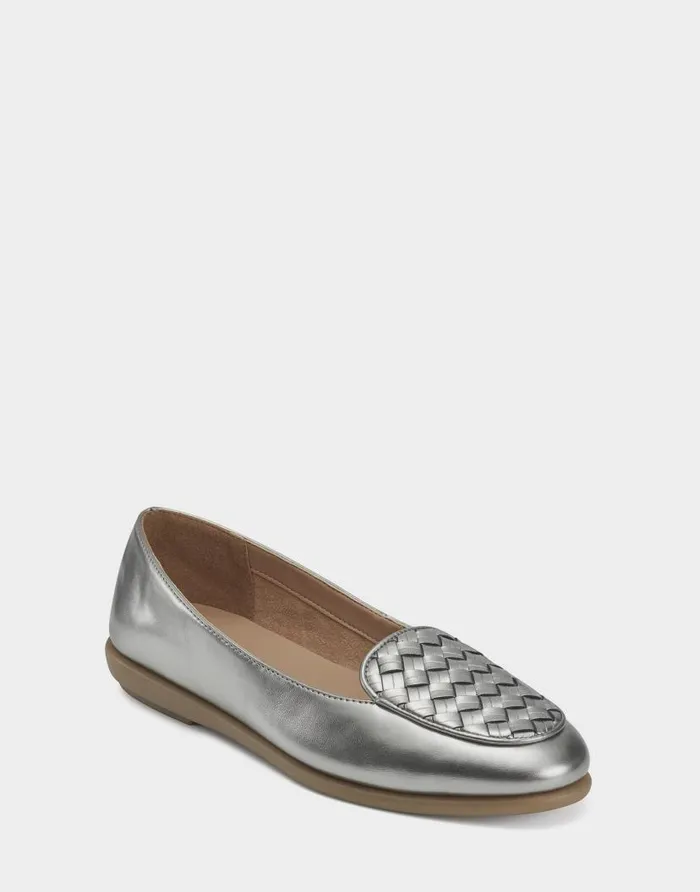 Aerosoles Comfortable Women039s Loafer In Silver Faux Leather Silver Faux Leather Women Ballet Aerosoles Comfortable Women039s Loafer In Silver Faux Leather Silver Faux Leather Women Ballet