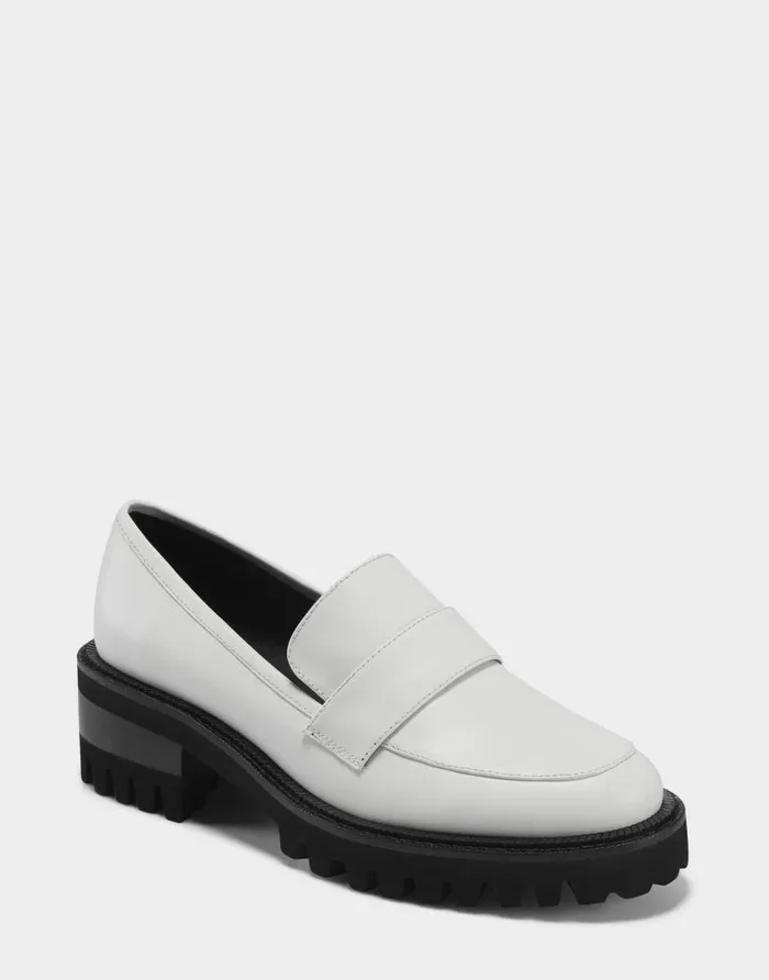 Aerosoles Comfortable Women039s Loafer In White Genuine Leather White Leather Women Clogs and Mules