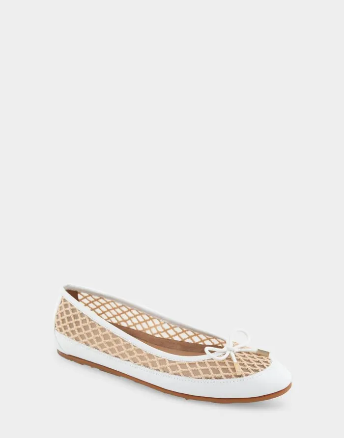 Aerosoles Comfortable Women039s Mesh Knit Ballet Flat In White Mesh Combo Mesh Fabric White Mesh Combo Women Dress