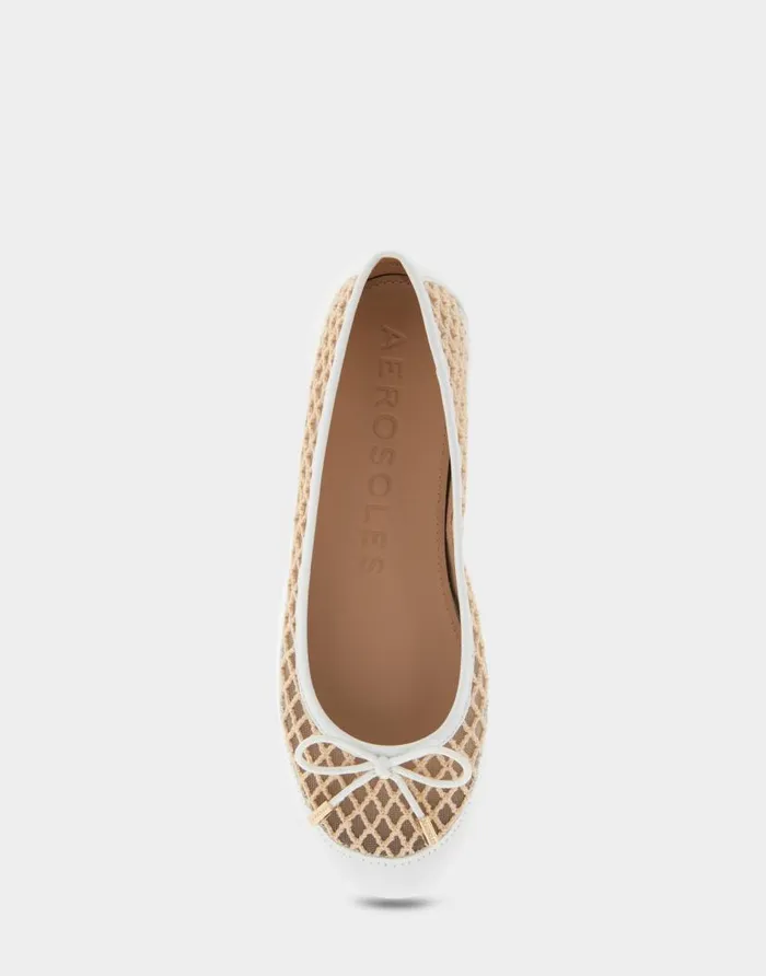 Aerosoles Comfortable Women039s Mesh Knit Ballet Flat In White Mesh Combo Mesh Fabric White Mesh Combo Women Dress