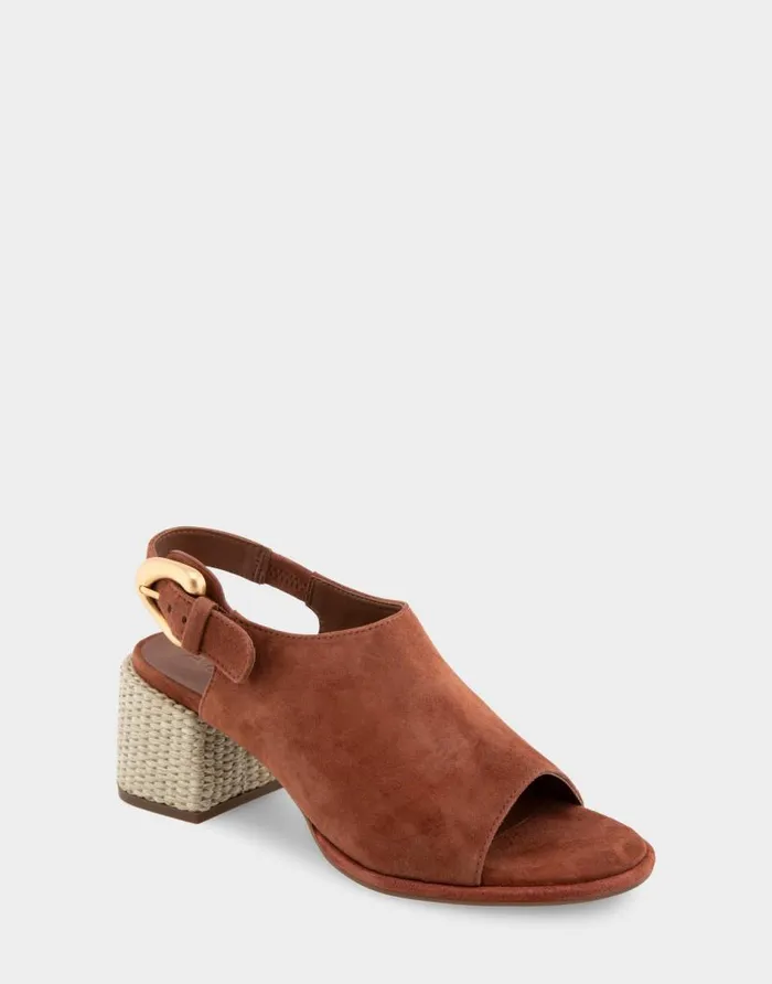 Aerosoles Comfortable Women039s Open Toe Block Heel Shootie In Gingerbread Suede Gingerbread Suede Women Dress