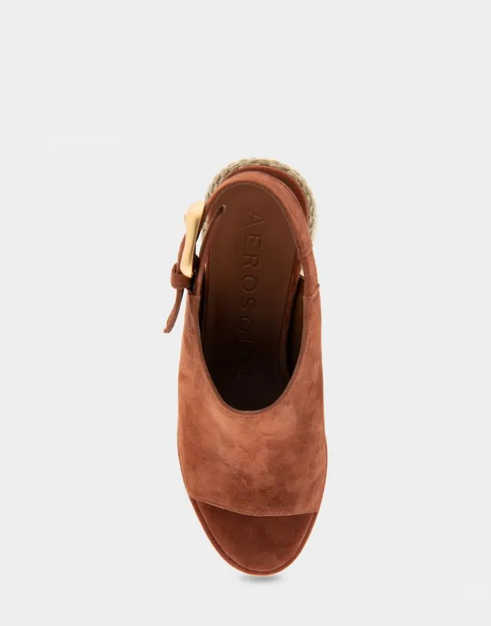 Aerosoles Comfortable Women039s Open Toe Block Heel Shootie In Gingerbread Suede Gingerbread Suede Women Dress
