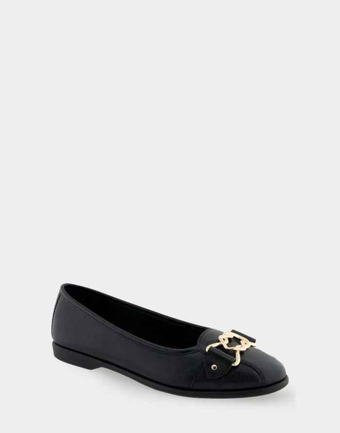Aerosoles Comfortable Women039s Ornamented Flat In Black Leather Black Genuine Leather Women Ballet