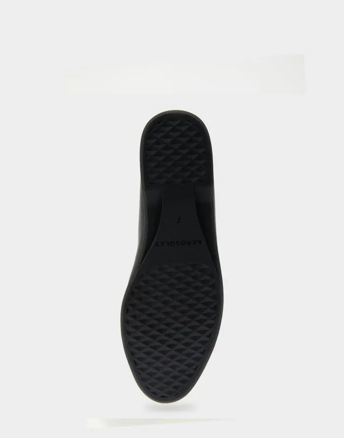 Aerosoles Comfortable Women039s Ornamented Flat In Black Leather Black Genuine Leather Women Ballet