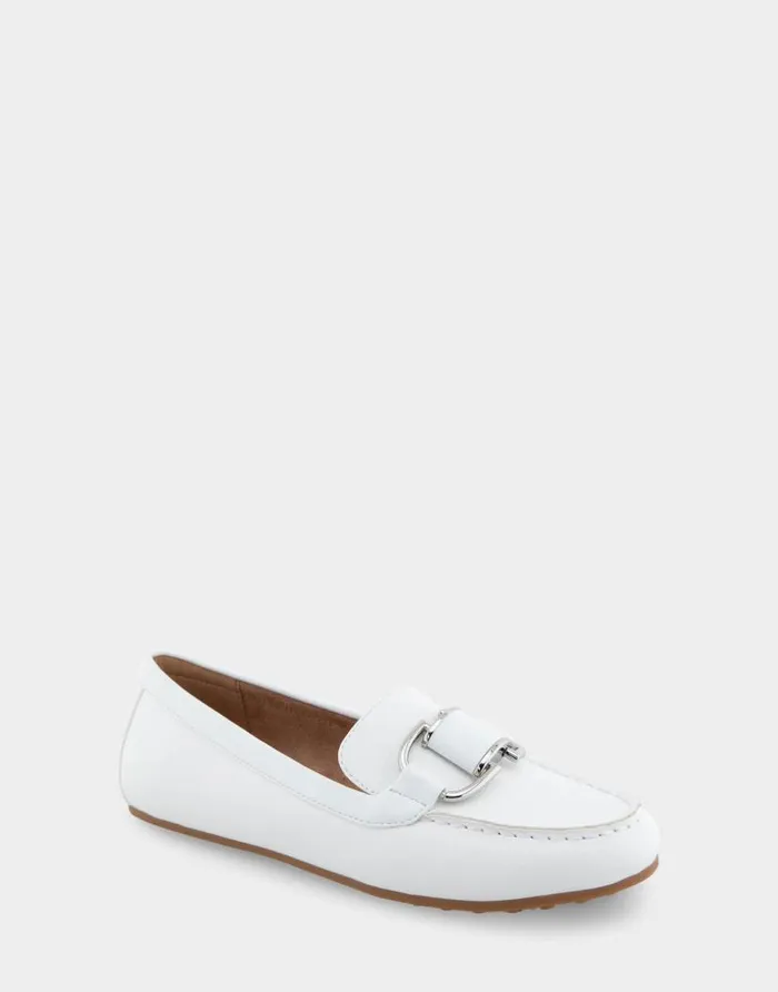 Aerosoles Comfortable Women039s Ornamented Loafer In White Faux Leather White Faux Leather Women Wide Width Flats