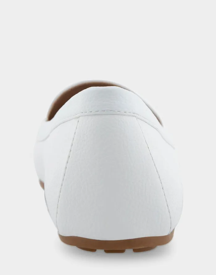 Aerosoles Comfortable Women039s Ornamented Loafer In White Faux Leather White Faux Leather Women Wide Width Flats