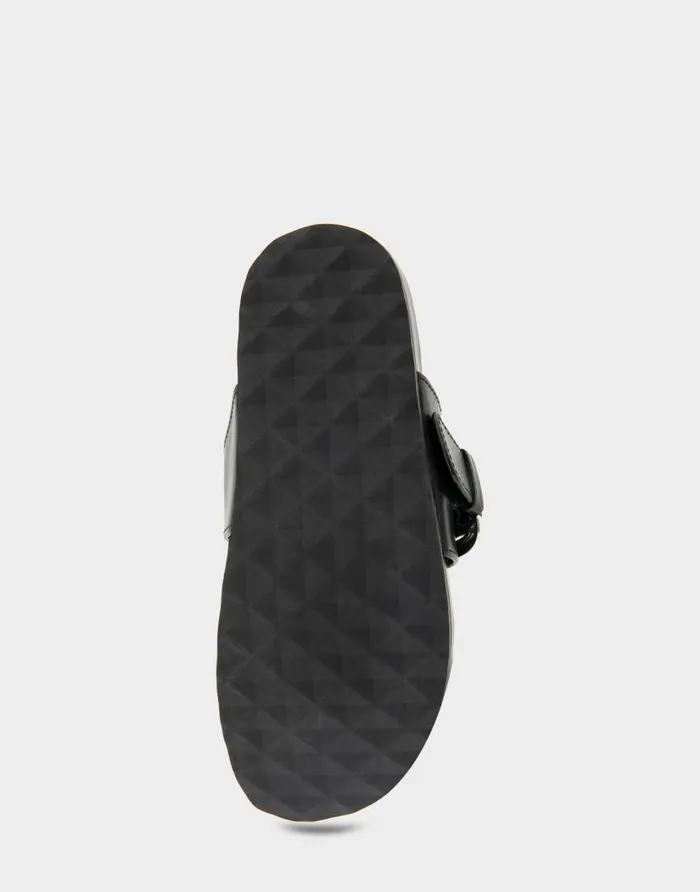 Aerosoles Comfortable Women039s Oversized Buckle Molded Footbed Thong Sandal In Black Leather Black Leather Women Flats