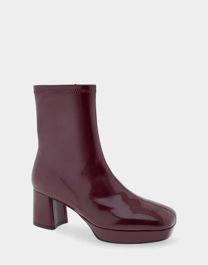 Aerosoles Comfortable Women039s Platform Heel Ankle Boot In Burgundy Patent Faux Leather Pomegranate Patent Faux Leather Women Ankle Boots