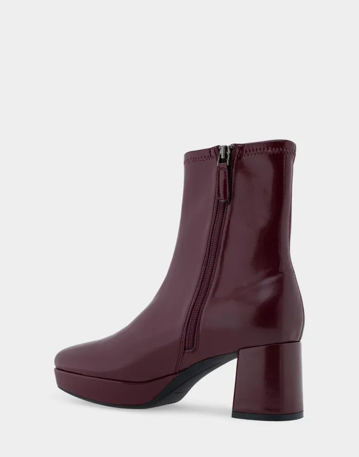 Aerosoles Comfortable Women039s Platform Heel Ankle Boot In Burgundy Patent Faux Leather Pomegranate Patent Faux Leather Women Ankle Boots