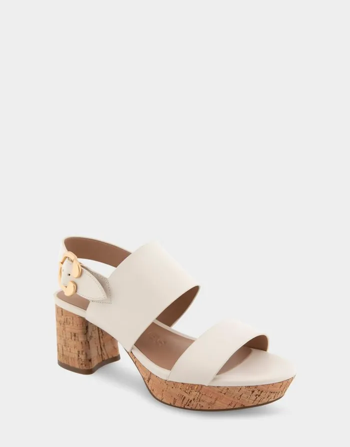 Aerosoles Comfortable Women039s Platform Sandal In Eggnog Leather Eggnog Leather Women Wide Width Sandals