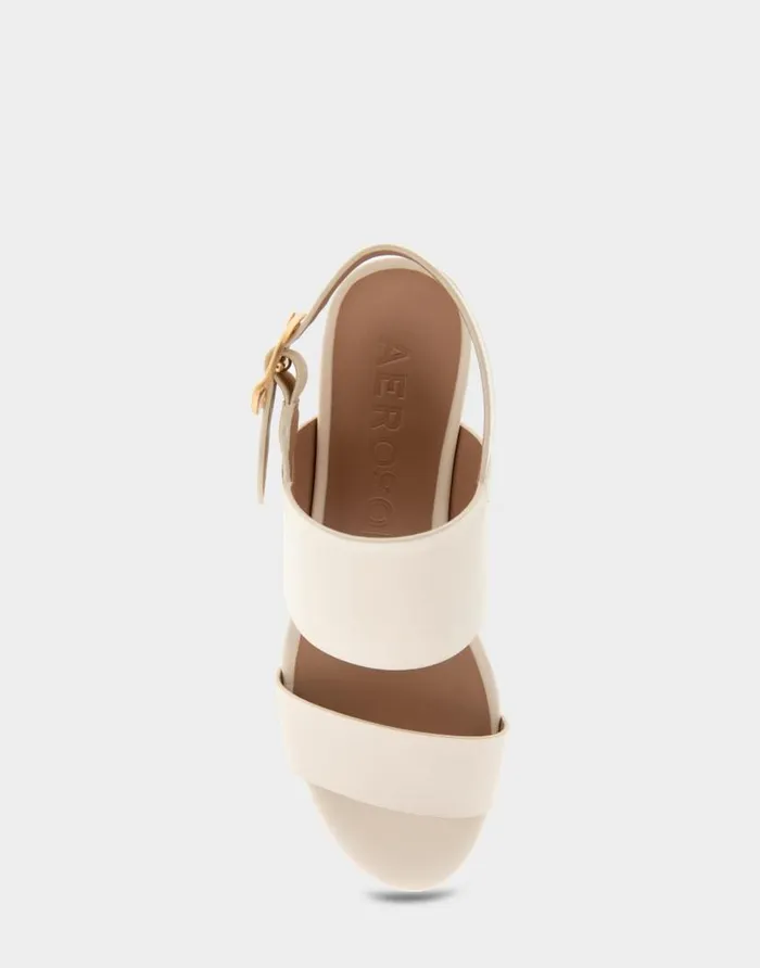 Aerosoles Comfortable Women039s Platform Sandal In Eggnog Leather Eggnog Leather Women Wide Width Sandals