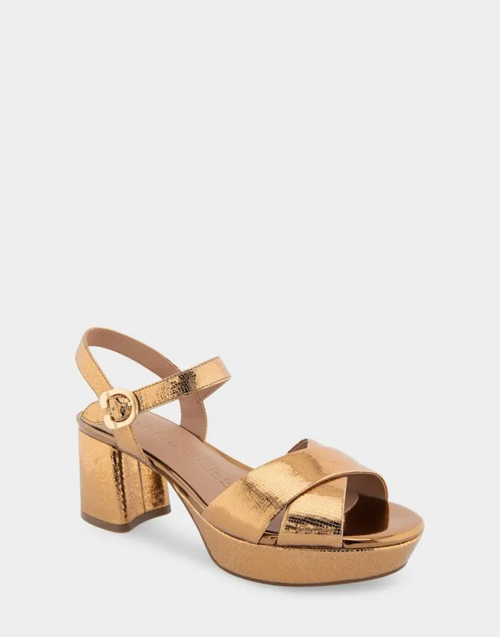Aerosoles Comfortable Women039s Platform Sandal In Light Bronze Genuine Leather Light Bronze Leather Women Clogs and Mules