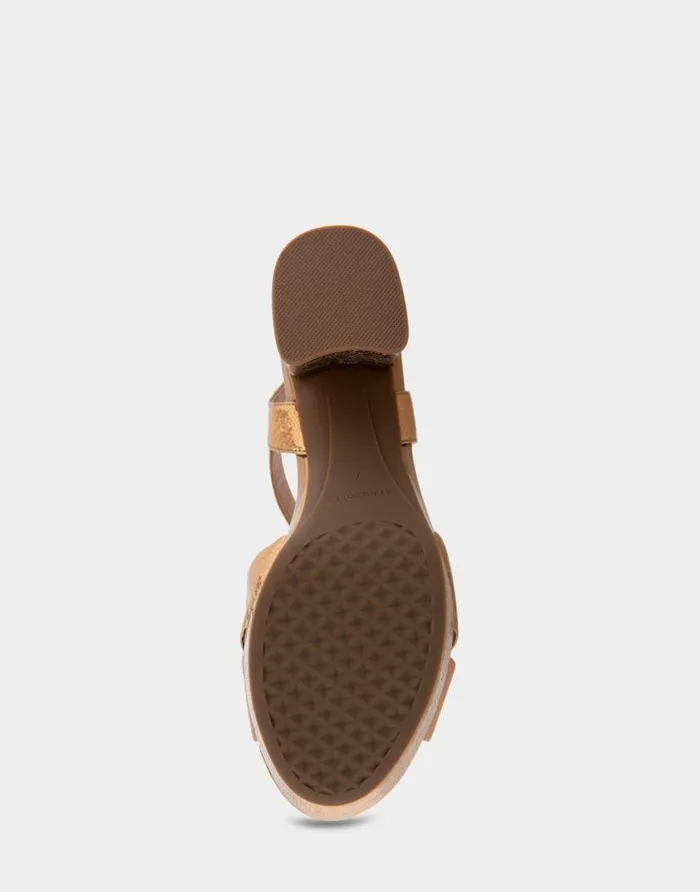 Aerosoles Comfortable Women039s Platform Sandal In Light Bronze Genuine Leather Light Bronze Leather Women Clogs and Mules