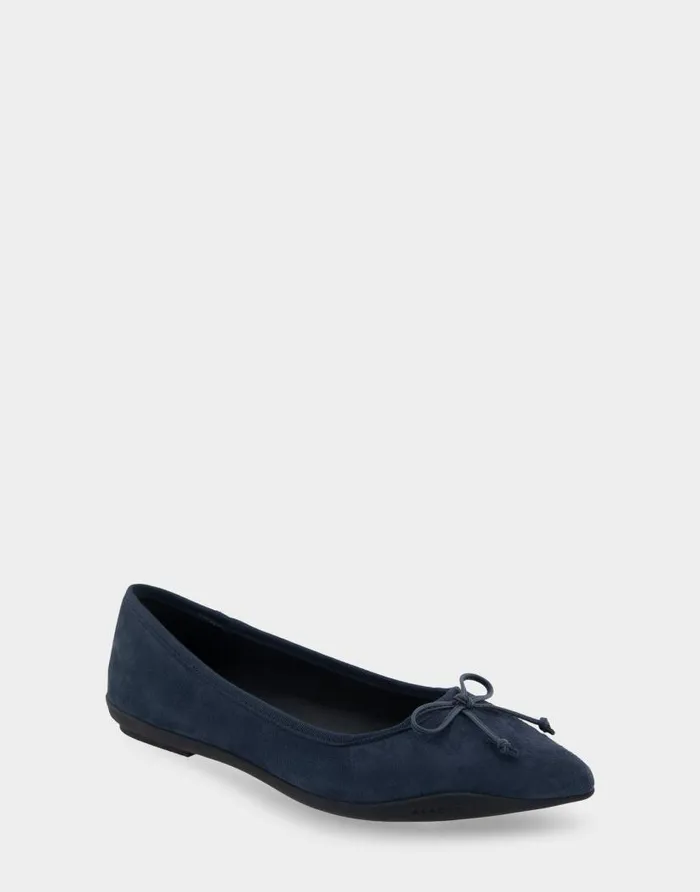 Aerosoles Comfortable Women039s Point Toe Flat In Navy Genuine Suede Navy Genuine Suede Women Dress