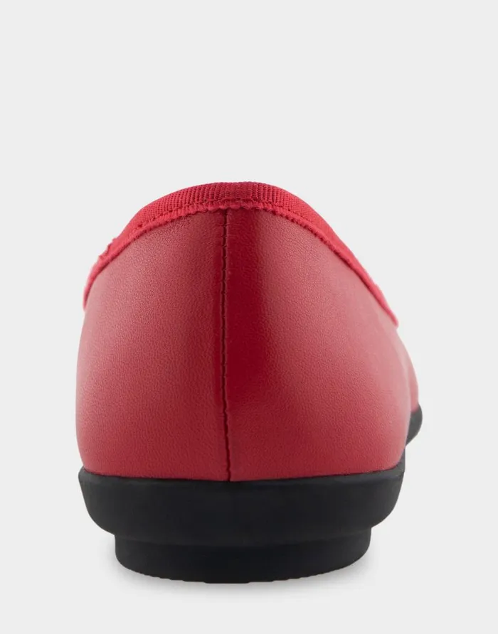 Aerosoles Comfortable Women039s Point Toe Flat In Red Genuine Leather Red Genuine Leather Women Ballet
