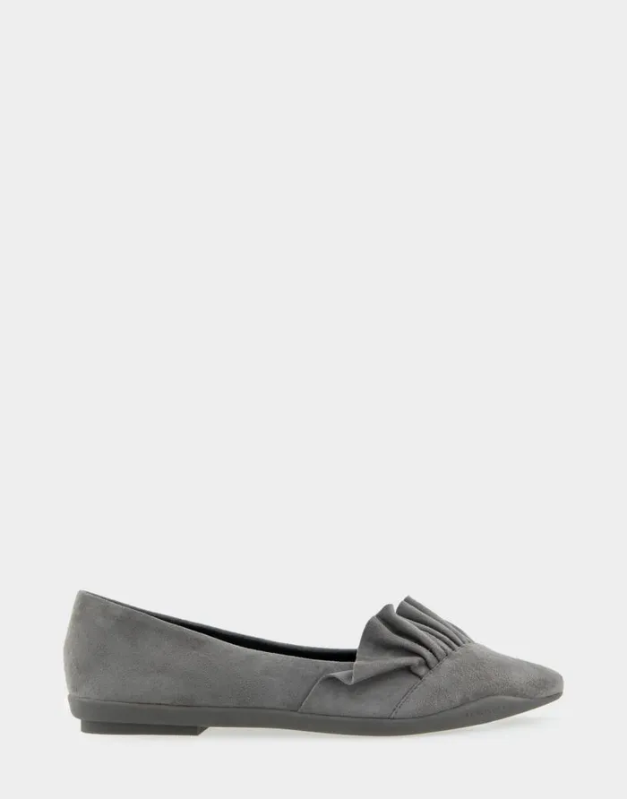 Aerosoles Comfortable Women039s Ruffled Point Toe Flat In Dark Grey Genuine Suede Quiet Shade Genuine Suede Women Dress Aerosoles Comfortable Women039s Ruffled Point Toe Flat In Dark Grey Genuine Suede Quiet Shade Genuine Suede Women Dress