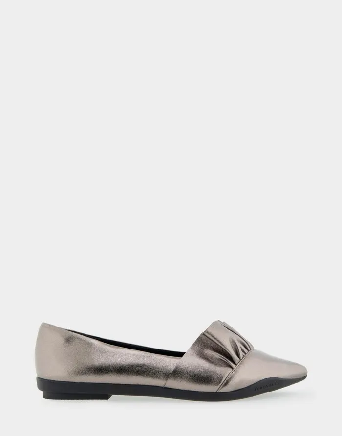 Aerosoles Comfortable Women039s Ruffled Point Toe Flat In Graphite Genuine Leather Graphite Genuine Leather Women Dress Aerosoles Comfortable Women039s Ruffled Point Toe Flat In Graphite Genuine Leather Graphite Genuine Leather Women Dress